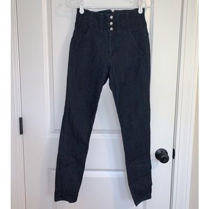 Dark Wash High Waisted Bebe Jeans with Buttons